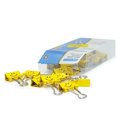 Abbildung von Rapesco 1427 25mm Lächeln Foldback Klammern, Gelb, 35 Stück