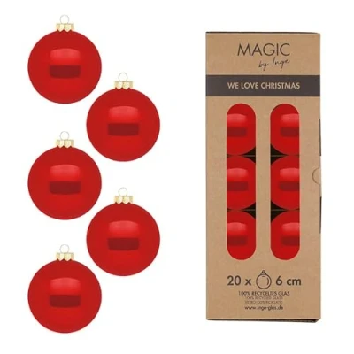 Abbildung von Weihnachtskugeln Glas 6cm 20 Stück matt &amp; glänzend Christbaumkugeln Weihnachtsbaumkugeln für Weihnachten Christbaumschmuck Weihnachtsbaumschmuck Rot Modern Red