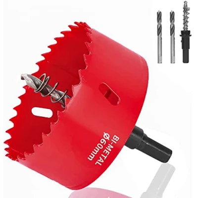 Abbildung von JatilEr 60MM Lochsäge, Lochsägen Set Kit Durchmesser Hochleistungs Lochschneidöffner Bimetall Lochsäge für Holz Aluminium Eisenblech Rohr Kunststoff usw. (rot)