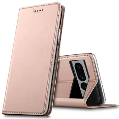 Abbildung von Verco Handyhülle für Google Pixel 8 Pro, Premium Handy Flip Cover Pro Hülle [integr. Magnet] Book Case PU Leder Tasche, Rosegold