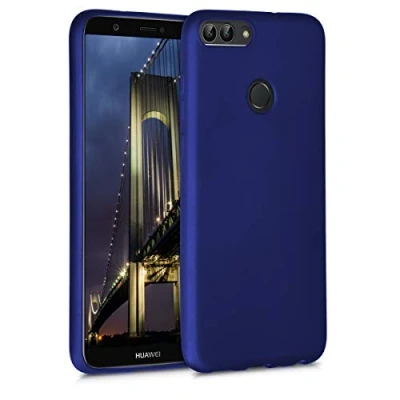 Abbildung von kwmobile Case kompatibel mit Huawei Enjoy 7S / P Smart (2017) Hülle Schutzhülle aus Silikon metallisch schimmernd Handyhülle Metallic Blau