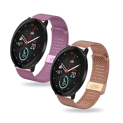 Abbildung von ZUREGO 2 Stück Ersatzarmband für Polar Ignite 3/Ignite 2/Ignite/Unite/Pacer Armband Damen/Herren, Ersatz Edelstahl Metall Kompatibel mit (C)