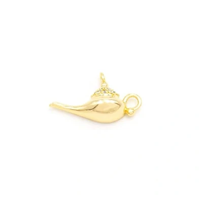 Abbildung von Vintageparts Wunderlampe als Anhänger mit 18k Goldbeschichtung 1 Stück zum Schmuck selber basteln