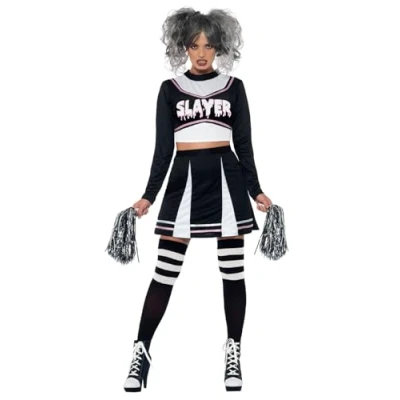 Abbildung von Smiffys Kostüm Metal Cheerleader, Slayer Fangirl mit Pompoms