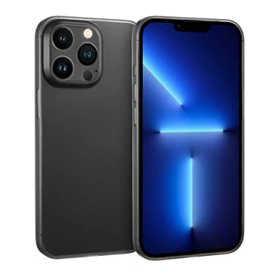 Abbildung von doupi UltraSlim Hülle kompatibel für iPhone 13 Pro (6,1 Zoll), Ultra Dünn Fein Matt Handyhülle Cover Bumper Schutz Schale Hard Case Taschenschutz Design Schutzhülle, schwarz