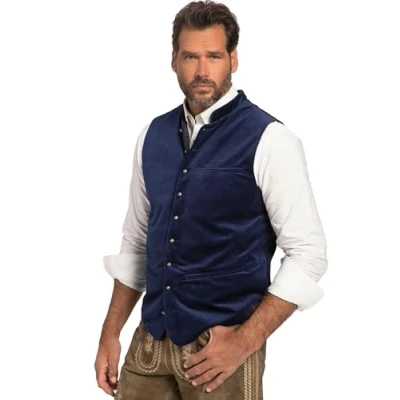 Abbildung von JP 1880 Herren, Tracht, Samt, Stehkragen, Strickrücken, bis Gr. 70 Weste, tiefblau, 34