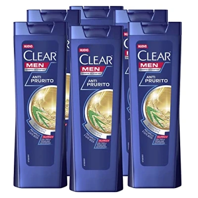 Abbildung von 6 x Clear Men Anti Juckreiz Shampoo mit Eukalyptusextrakten beruhigt die Haut und wirkt lindernd Flaschen à 225 ml