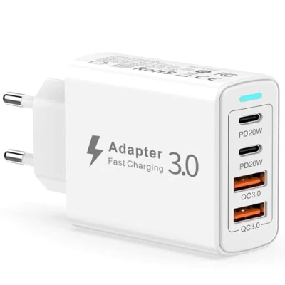 Abbildung von USB C Ladegerät, 40W 4Port Ladegerät Mehrfach Stecker mit und A, Schnellladegerät Netzteil Handy Ladestecker Adapter für iPhone 15 14 13 12,Samsung S23