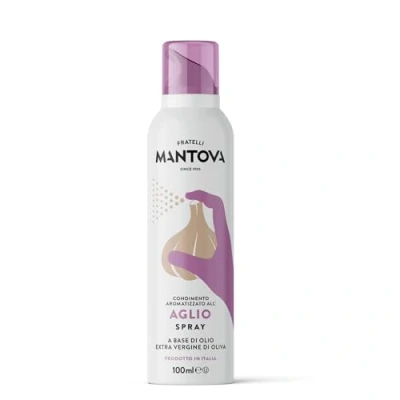 Abbildung von SPRAYLEGGERO Natives Olivenöl Extra Aromatisiert mit Knoblauch 100ml durch die Praktische Sprühflasche Können Sie bis zu 90 % des Öls Einsparen