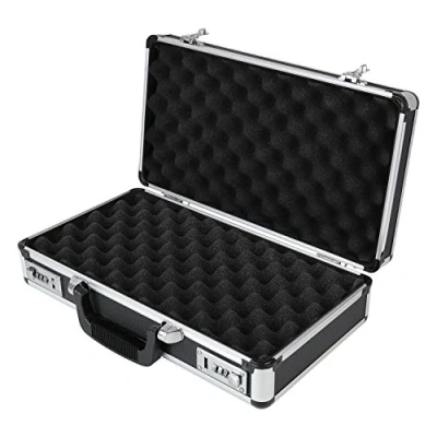 Abbildung von HMF Aufbewahrungsbox Waffenkoffer mit Zahlenschloss, Transportkoffer für Kurzwaffen, Dokumente und Kamera, 42 x 26 12 cm, schwarz