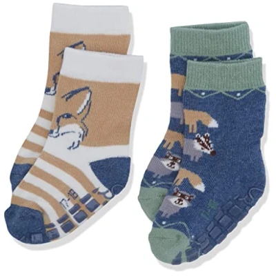 Abbildung von Sterntaler Baby Mädchen ABS Söckchen DP Waldtiere Hausschuh Socken, Anthrazit Mel, 18