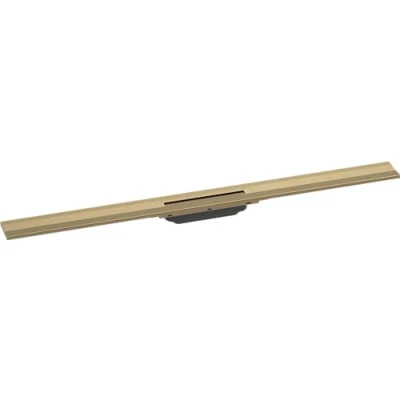 Abbildung von hansgrohe Fertigset Duschrinne RainDrain Flex, Abflussrinne 1000mm, Bodenablauf Dusche kürzbar zur Wandmontage, Brushed Bronze