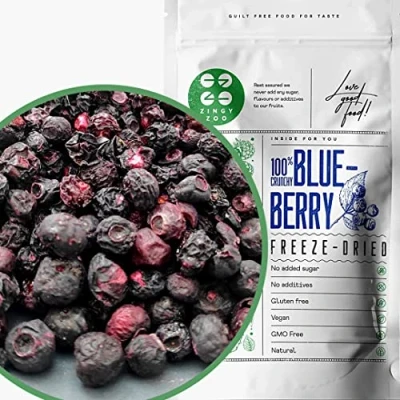 Abbildung von Gefriergetrocknete Heidelbeeren Wilde Beeren Früchte Freeze Dried Fruit Trockenfrüchte Wild Blueberry Getrocknete ZingyZoo (100g)