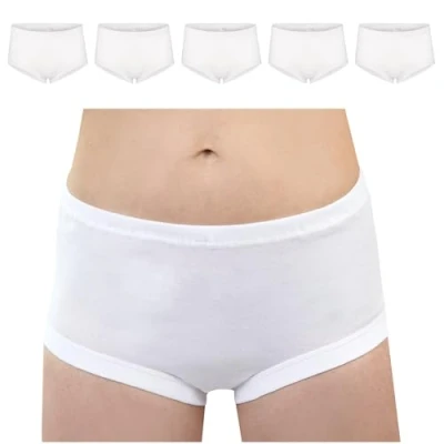 Abbildung von SES Taillenslip Damen 5er Pack 50 aus 100% Baumwolle weiß/Feinripp Unterhosen Hohe Taille, hoher Leibhöhe und sanften Bündchen/Damen mit hohem Komfort