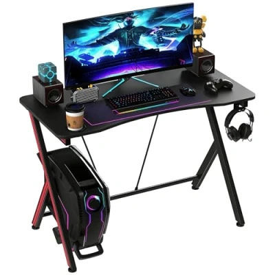 Abbildung von HOMCOM Schreibtisch Gamingtisch mit Headset Haken und Getränkehalter