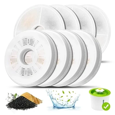 Abbildung von Cat Water Fountain Filters, 8 Pack Triple Action Filter, Replacement Drinking Activated Carbon Filter Compatible with 3L Flower Pet Dispenser