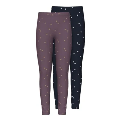 Abbildung von Name it Nkfvivian 2 PACK Leggings Hosen für Kinder, Größe: 152, Arctic dusk/dark sapphire