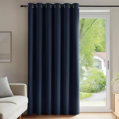 Abbildung von Deconovo Blickdichte mit Ösen Dekorationsstil Kinderzimmer Gardinen Thermovorhang Kälteschutz Thermo Vorhang Wärmeisolierend Raumtrenner, 290x200 cm(HöhexBreite), Dunkelblau, 1 Stück