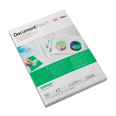 Abbildung von GBC Laminierfolien A2 125 mic, Robuste Laminiertaschen im 100er Pack, Großformat, Glänzend, Transparent, Ideal für Büro &amp; Schule, IB589799
