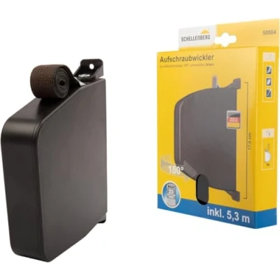 Abbildung von Schellenberg 50804 Rolladen Gurtwickler Aufputz inkl. Rolladengurt 23 mm x 5,3m, System Maxi, 180 schwenkbar, Lochabstand 17 cm Aufschraubwickler nicht zu öffnen, Braun