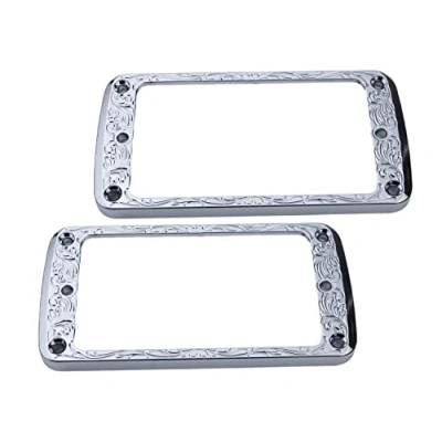 Abbildung von Guyker Flache Humbucker Abdeckung aus Metall, Pickup Montagering Set Steghals Tonabnehmerrahmen, Ersatzteil für E Gitarre oder Präzisions Bass (2 Stück, PR006 Chrom)