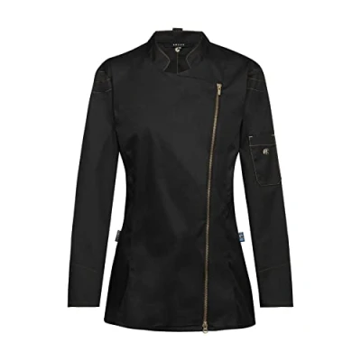 Abbildung von Greiff Gastro Moda Damen Cuisine Premium Kochjacke Reißverschluss Regular Fit Schwarz Modell 5419 Größe L