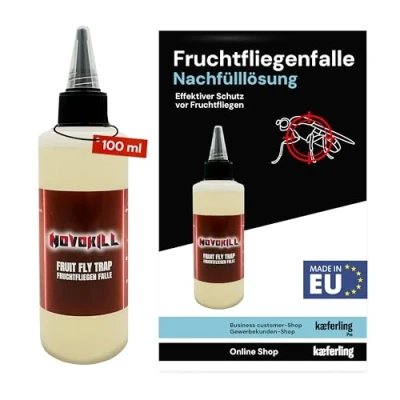 Abbildung von Novokill Fruchtfliegen Lockstoff 100ml Nachfülllösung für Obstfliegenfalle Effektiver Küche bekämpfen Langanhaltende Wirkung Refill wiederverwendbare Falle