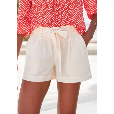 Abbildung von LASCANA Shorts, (mit Bindegürtel), im Paperbag Stil aus Leinenmix