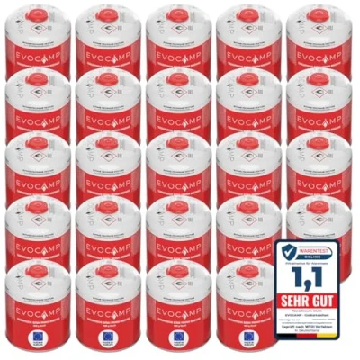 Abbildung von EVOCAMP Gaskartusche 24x Propan Butan 450g, Schraubkartusche Eurogewinde 7/16&quot;, Zubehör für Weber Grills Q100 1200 Serien, 24 St.