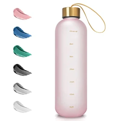 Abbildung von Opard Trinkflasche, 1L/800ml Wasserflasche, Auslaufsichere Water Bottle, BPA Frei Sportflasche Zeitmarkierung Wasser Flasche (800ml Rosa, 800ml)