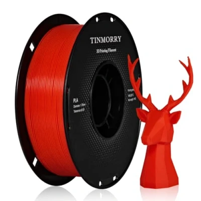 Abbildung von TINMORRY PLA Filament 1.75mm, Schnelles 3D Druck Filament, Kompatibel mit den meisten FDM Druckern, 1 KG Spule, Rot