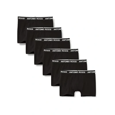 Abbildung von ANTONIO ROSSI (3/6er Pack) Boxershorts Herren Unterhosen Männer Multipack mit Elastischem Bund Baumwollreich, Bequeme Herrenunterwäsche, Schwarz (6er Pack), S