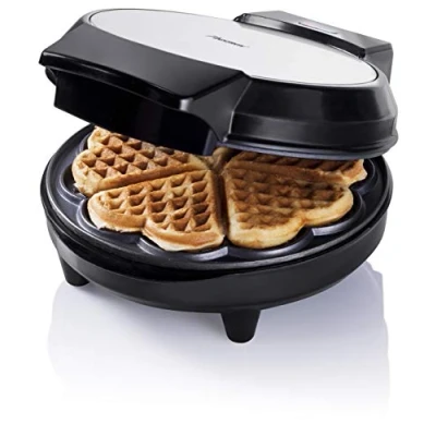 Abbildung von bestron Waffeleisen AWM700S, 700 W, klassische Herzwaffeln, Antihaftbeschichtung, inkl. Rezeptvorschläge