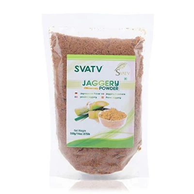 Abbildung von SVTAV Jaggery Pulver, handzerkleinertes Gur Pulver natürlicher Süßstoff brauner Zucker indischer Zuckerrohr Ersatz keine Konservierungsstoffe künstlichen Aromen 500 g