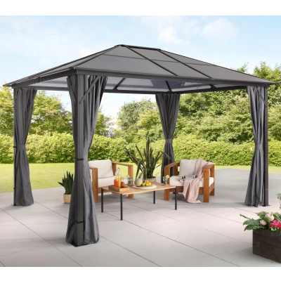 Abbildung von KONIFERA Pavillon Aruba 2.0, mit 4 Seitenteilen, BxT: 300x365 cm, Aluminium, Polycarbonat Dachplatten, versch. Farben