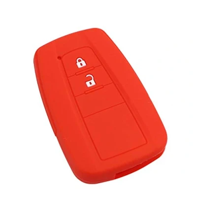 Abbildung von Happyit Silikon Autoschlüssel Schutzhülle für Toyota CHR C HR Camry Prius Prado 2 Tasten Keyless Smart Key (rot)