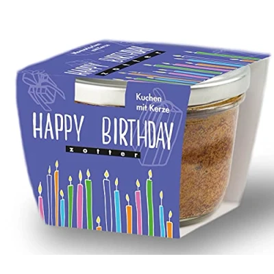 Abbildung von Zotter Geburtstagskuchen mit Kerze im Glas Happy Birthday Torte Geburtstag 100g