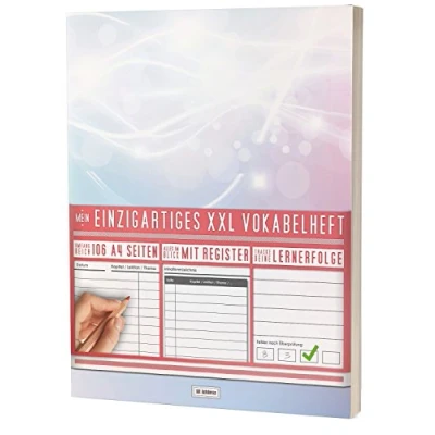 Abbildung von Mein Vokabelheft / 100+ Seiten, 2 Spalten, Register Lernerfolge auf jeder Seite zum Abhaken PR101 &quot;Lichtblitze&quot; DIN A4 Softcover