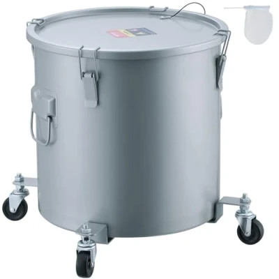 Abbildung von VEVOR Frittierfetteimer Ölentsorgungsbehälter 37,8 L mit Rollensockel, Rostfreie Beschichtung aus Karbonstahl, Öltransportbehälter Deckel, Filterbeutel zum Filtern von Heißem Speiseöl, Grau