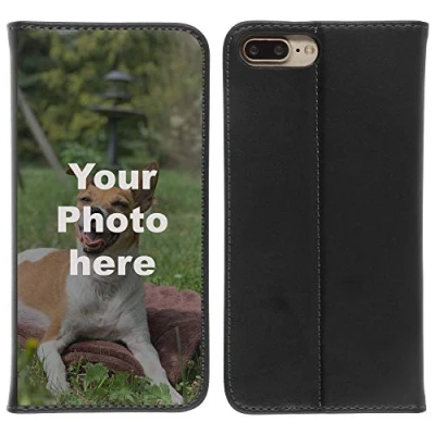 Abbildung von PhoneNatic Case kompatibel mit iPhone 7 Plus / 8 Personalisierte Handyhülle Kunstlederhülle schwarz zum selbst gestalten eigenem Foto