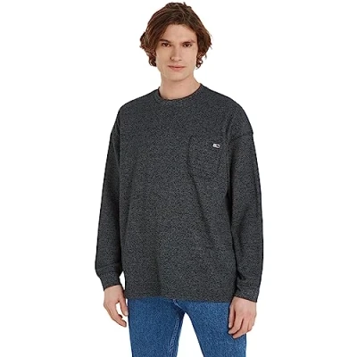 Abbildung von Tommy Jeans Longsleeve RLX Waffle SNIT Strickpullover schwarz, Herren, Größe: XL, Schwarz