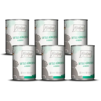 Abbildung von MjAMjAM Premium Nassfutter für Katzen saftiges Hühnchen an Brokkoli, 6er Pack (6 x 400 g), getreidefrei mit extra viel Fleisch