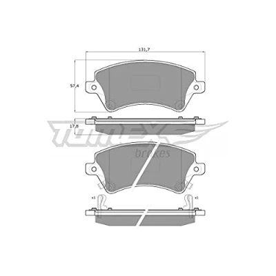 Abbildung von TOMEX brakes TX 13 74 Bremsbelagsatz Vorderachse mit akustischer Verschleißwarnung TOYOTA: Corolla IX Schrägheck, Kombi
