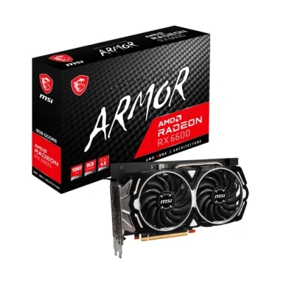 Abbildung von MSI Radeon RX 6600 ARMOR 8G Gaming Grafikkarte AMD 6600, GPU 2044/2491 MHz, 8000MB DDR6 Speicher