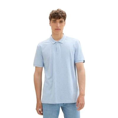 Abbildung von Tom Tailor Denim Herren Piqué Poloshirt mit Punkten, 36387 Mid Blue Geometric Print, XXL