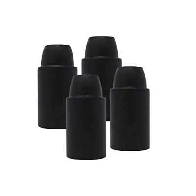 Abbildung von HALOTEC 4er Set Lampenfassungen E14 Schwarz Glattes Kleinsockel Montage M10x1 Sichtbare Glühbirnenbasis und feines Gewinde Italienische Herstellung