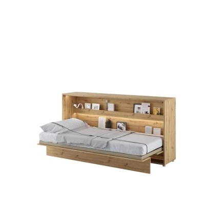 Abbildung von MEBLINI Schrankbett Bed Concept Wandbett mit Lattenrost Klappbett Schrank Wandklappbett Murphy Bettschrank BC 06 90x200cm Horizontal Artisan Eiche