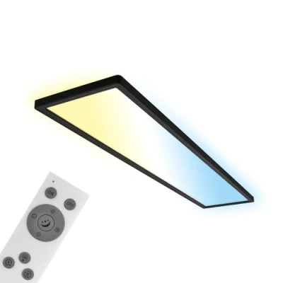 Abbildung von BRILONER LED Deckenlampe 98cm mit indirektem Licht, flach, dimmbar, CCT, Lampe, Deckenleuchte, Wohnzimmerlampe, Panel, Küchenlampe, Schlafzimmerlampe, 98x20x3 cm, Schwarz
