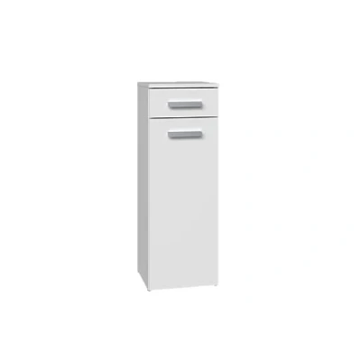 Abbildung von 3E 3xE living.com Stilvoller Badezimmerschrank mit Tür und Schublade in weiß mat
