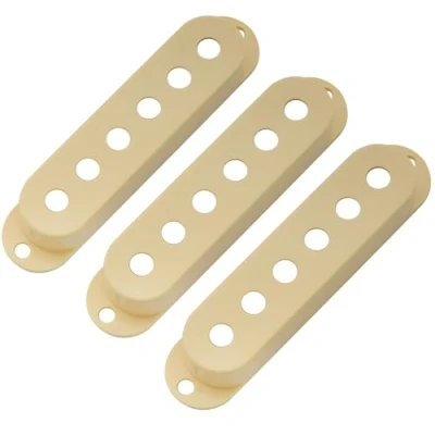 Abbildung von Musiclily Pro Kunststoff Gitarren Single Coil Tonabnehmer Abdeckungen Covers für USA/Mexico Strat, Creme(3er Set)